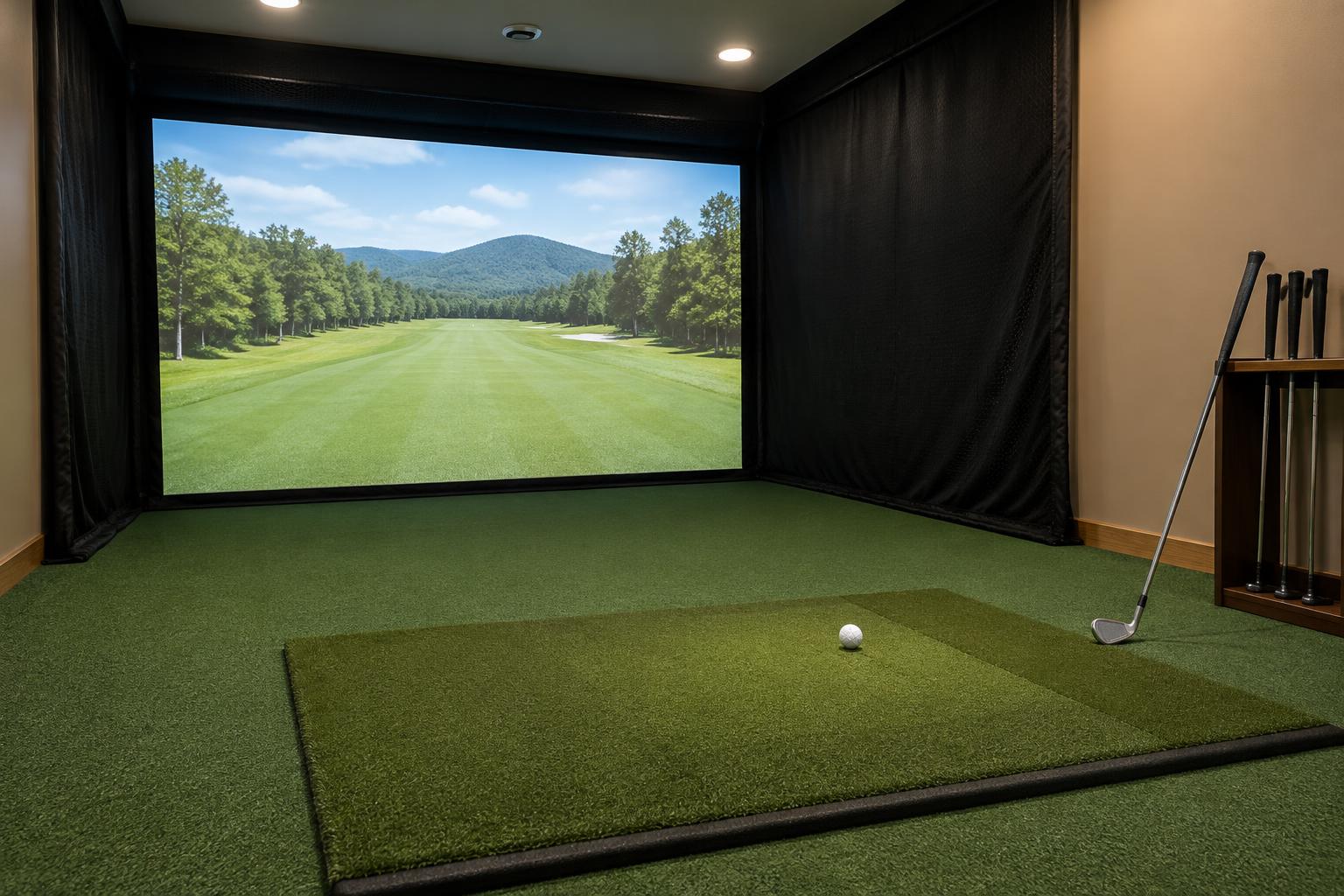 Concept rendering of an indoor golf simulator bay